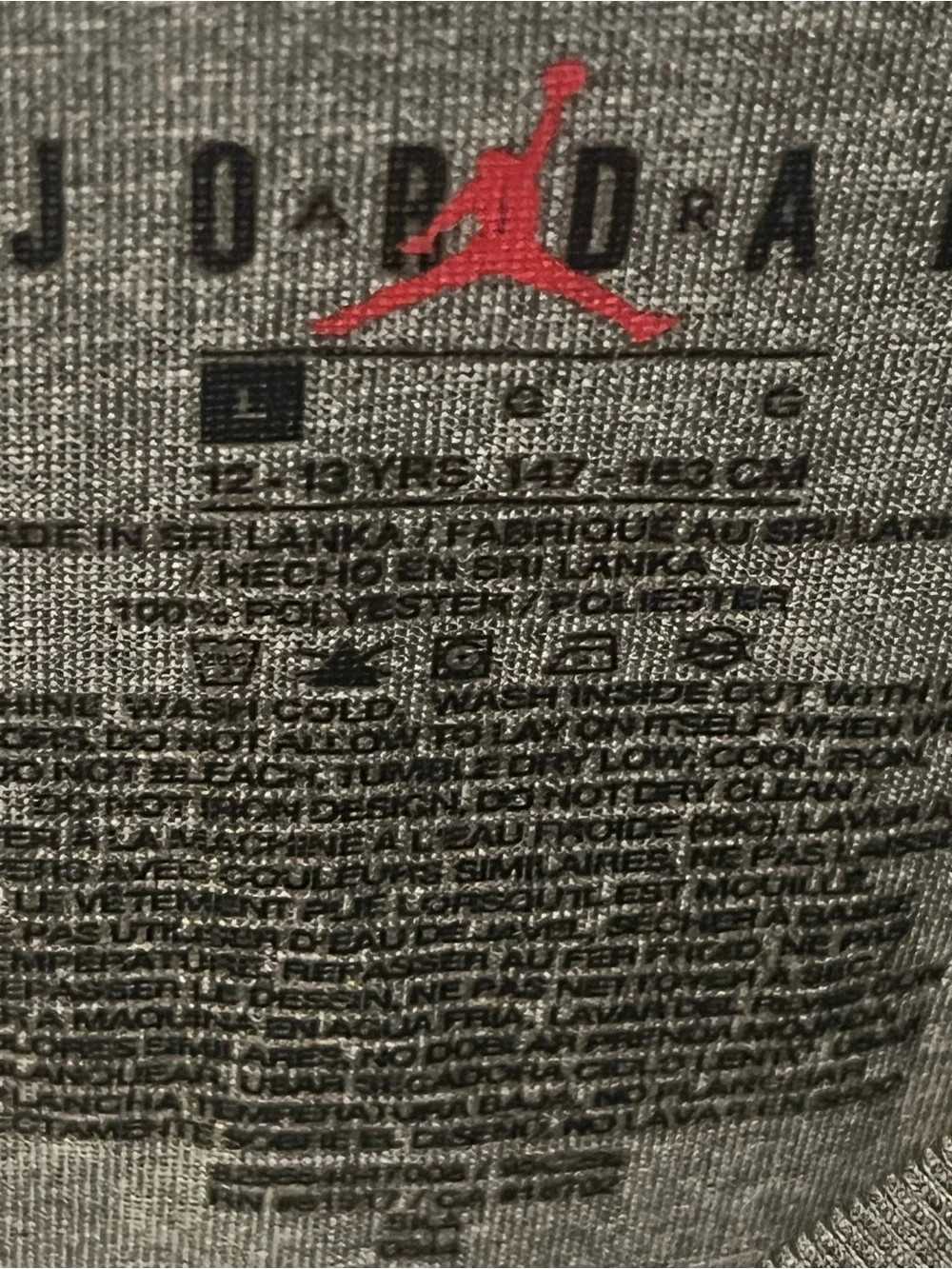 Jordan Kids Gray Tee with Red Jumpman Logo